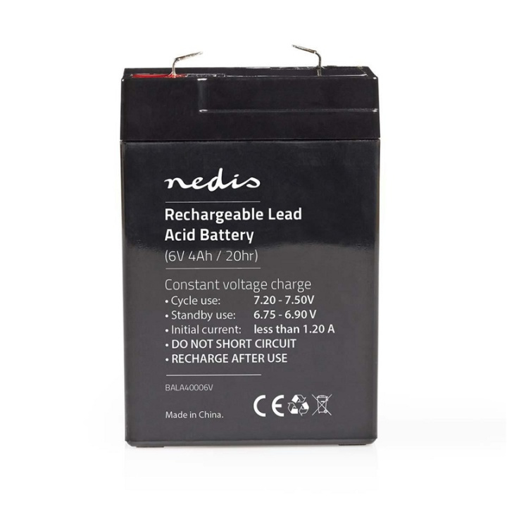 Nedis Oppladbart blybatteri | Lead-Acid | Oppladningsbar | 6 V | 4000 mAh i gruppen Elektronikk / Batterier & Ladere / Oppladbare batterier / Blybatterier hos TP E-commerce Nordic AB (38-73022)