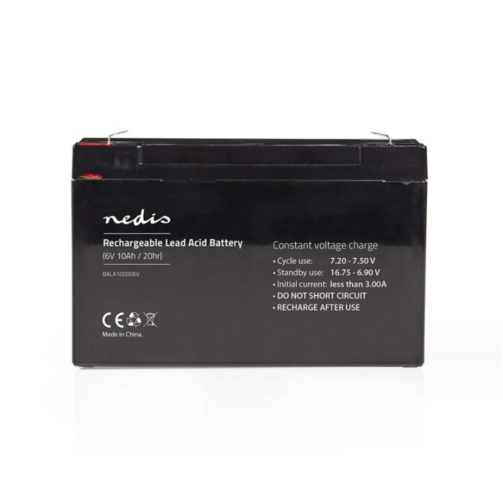 Nedis Oppladbart blybatteri | Lead-Acid | Oppladningsbar | 6 V | 10000 mAh i gruppen Elektronikk / Batterier & Ladere / Oppladbare batterier / Blybatterier hos TP E-commerce Nordic AB (38-73024)