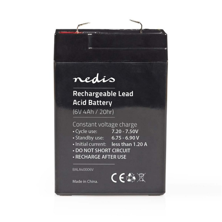 Nedis Oppladbart blybatteri | Lead-Acid | Oppladningsbar | 6 V | 4500 mAh i gruppen Elektronikk / Batterier & Ladere / Oppladbare batterier / Blybatterier hos TP E-commerce Nordic AB (38-73025)