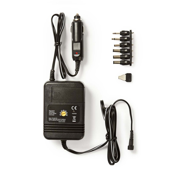 Nedis Universal DC Power Adapter | Biladapter | 24 W | Inngangsspenning: 12 V DC / 24 V DC | 1.5 / 3 / 4.5 / 6 / 7.5 / 9 / 12 V DC | Maksimal utgangsstrøm per port: 2.0 A | Sort i gruppen Datautstyr / Bærbare datamaskiner og tilbehør / Lader / Vegglader / Universal hos TP E-commerce Nordic AB (38-73101)