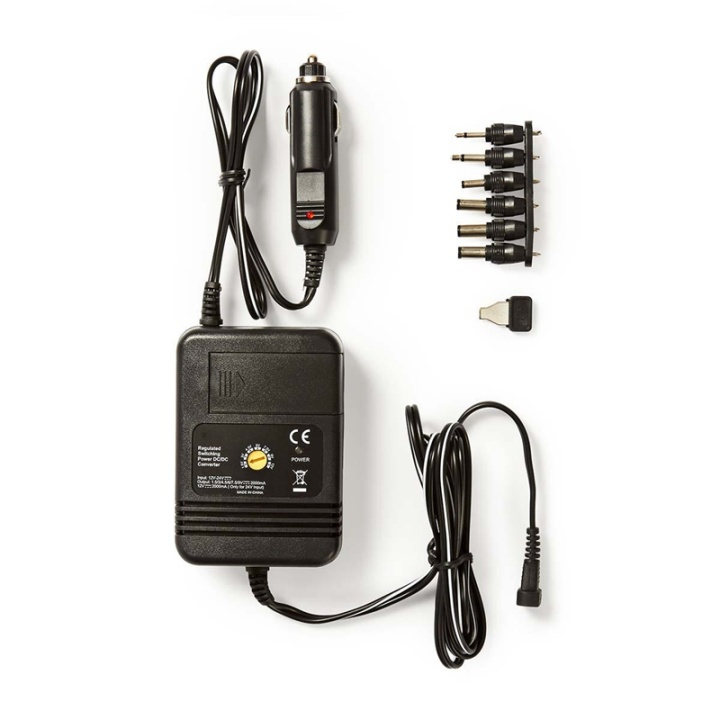 Nedis Universal DC Power Adapters | Biladapter | 24 W | Inngangsspenning: 12 V DC / 24 V DC | 1.5 / 3 / 4.5 / 6 / 7.5 / 9 / 12 V DC | Maksimal utgangsstrøm per port: 2.0 A | Sort i gruppen Datautstyr / Bærbare datamaskiner og tilbehør / Lader / Vegglader / Universal hos TP E-commerce Nordic AB (38-73101)