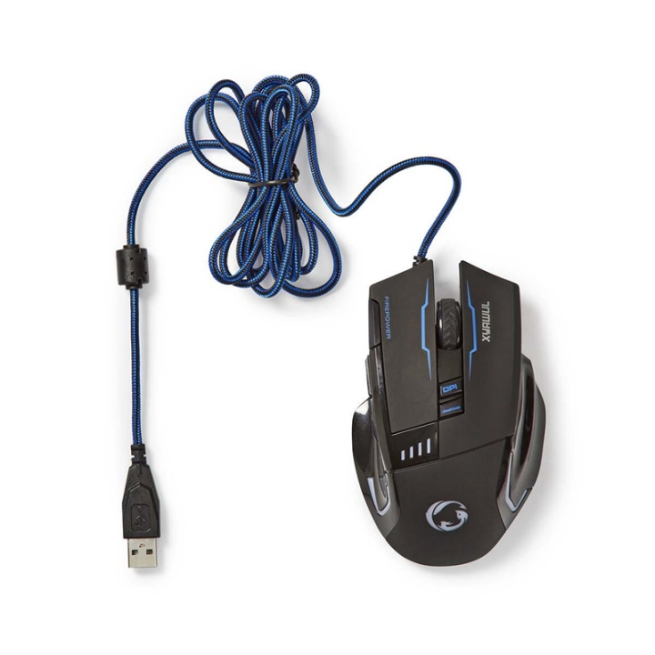 Nedis Gaming Mouse | Wired | 800 / 1600 / 2400 / 4000 dpi | Justerbar DPI | Antall knapper: 8 | Programmerbare knapper | Right-Handed | 1.50 m | LED i gruppen Datautstyr / GAMING / Mus hos TP E-commerce Nordic AB (38-73177)