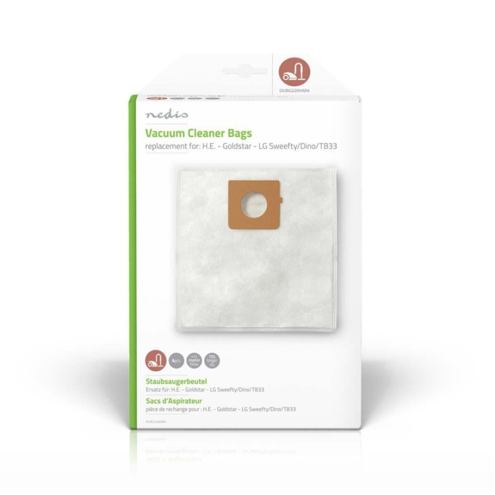 Nedis Støvsugepose- | 4 stk. | Syntetisk | Mest solgt for: H.E. - Goldstar - LG Sweefty/Dino/TB33 | Hvit