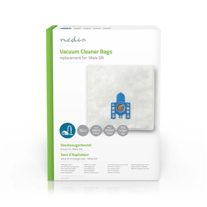 Nedis Støvsugepose- | 12 stk. | Syntetisk | Mest solgt for: Miele | Hvit