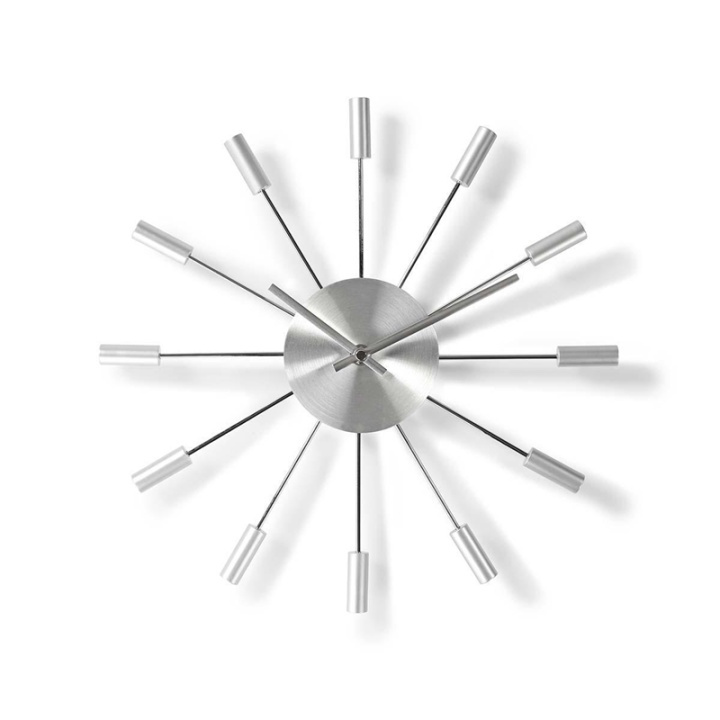 Veggur | Diameter: 340 mm | Metall | Sølv i gruppen HJEM, HUS OG HAGE / Klokker & Teller / Veggklokkene hos TP E-commerce Nordic AB (38-73369)