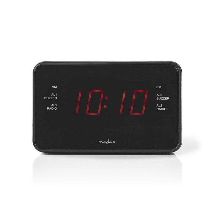 Nedis Digital Alarm Clock Radio | LED Vise | 1x 3.5 mm Lyd inngang | Tidsframskriving | AM / FM | slumrefunksjon | Sleep timer | Antall alarmer: 2 | Sort i gruppen Elektronikk / Lyd & Bilde / Hjemmekino, HiFi og bærbar / Radio & Vekkerklokker / Klokke Radio hos TP E-commerce Nordic AB (38-73405)