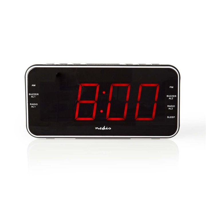 Nedis Digital Alarm Clock Radio | LED | 1x 3.5 mm Audio Input | Tidsframskriving | AM / FM | slumrefunksjon | Sleep timer | Antall alarmer: 2 | Sort