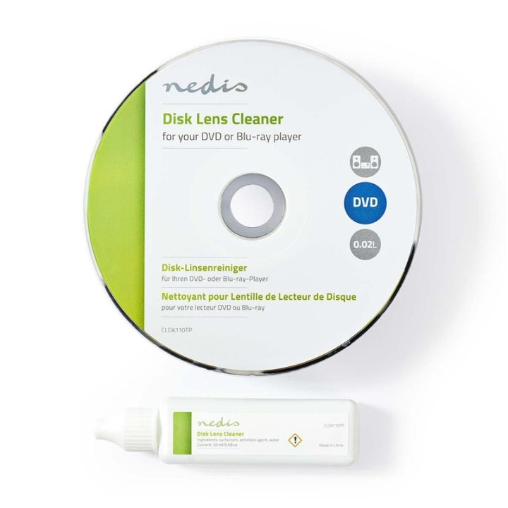 Nedis Disc Lens Cleaner | Rengjørings disc | 20 ml | BluRay spiller / DVD spiller i gruppen Datautstyr / Datamaskin Tilbehør / Rengjøring hos TP E-commerce Nordic AB (38-73654)