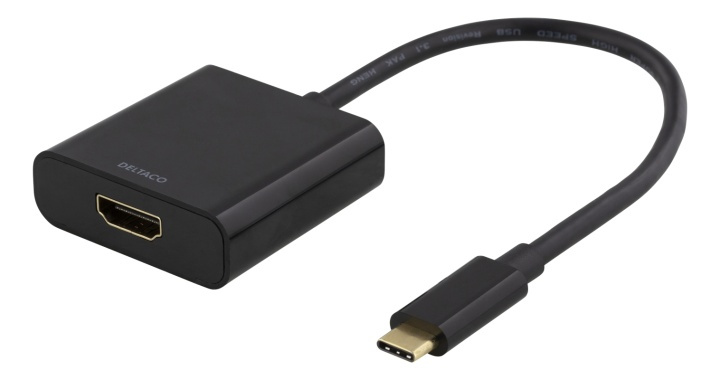 DELTACO USB-C to HDMI adapter, 4096x2160 30Hz, black i gruppen Elektronikk / Kabler og adaptere / HDMI / Adaptere hos TP E-commerce Nordic AB (38-74619)