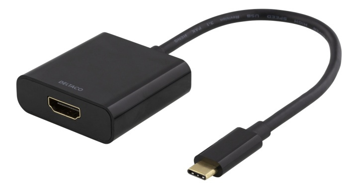 DELTACO USB-C til HDMI-adapter, 4096x2160 30 Hz, svart i gruppen Elektronikk / Kabler og adaptere / HDMI / Adaptere hos TP E-commerce Nordic AB (38-74619)