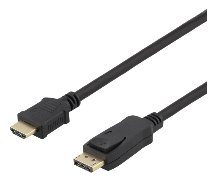 DELTACO DP - HDMI cable, 10m, 3840x2160 at 30Hz, 10.8Gb/s, black i gruppen Elektronikk / Kabler og adaptere / HDMI / Kabler hos TP E-commerce Nordic AB (38-74620)
