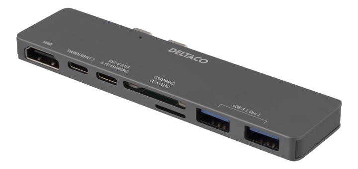 DELTACO Dobbel USB-C-dokk for MacBook Pro 2016, Thunderbolt 3, 100 W USB-C i gruppen Datautstyr / Bærbare datamaskiner og tilbehør / Dokkingstasjoner hos TP E-commerce Nordic AB (38-74632)