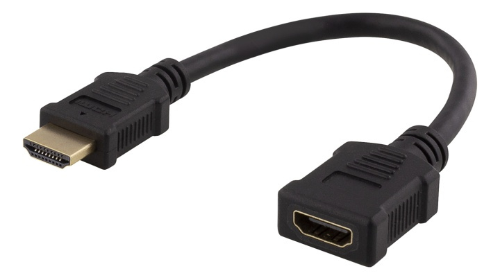 DELTACO Flexible HDMI adapter, 0,2m, HDMI M/F, UHD, black i gruppen Elektronikk / Kabler og adaptere / HDMI / Adaptere hos TP E-commerce Nordic AB (38-74647)