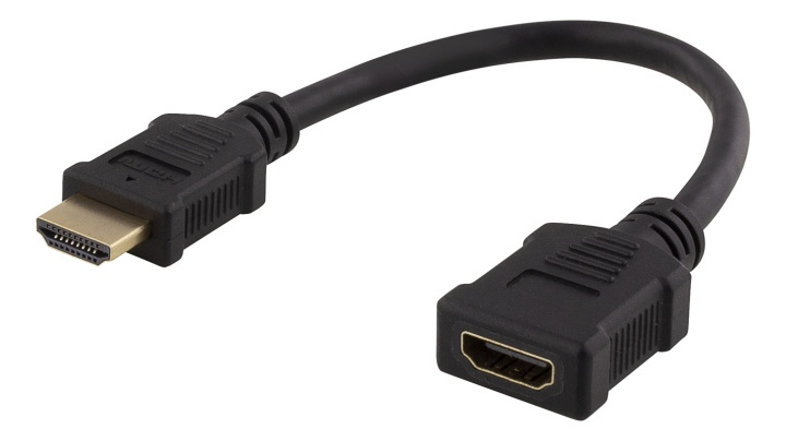 DELTACO Fleksibel HDMI-adapter, 0,2 m, HDMI M/F, UHD, svart i gruppen Elektronikk / Kabler og adaptere / HDMI / Adaptere hos TP E-commerce Nordic AB (38-74647)