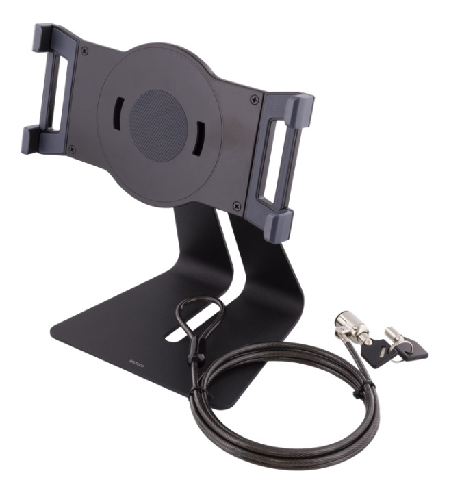 DELTACO Universal tablet desk stand, wire lock, 360 rotation, black i gruppen SMARTTELEFON & NETTBRETT / Annet tilbehør / Dokking, stativ & holdere hos TP E-commerce Nordic AB (38-74650)