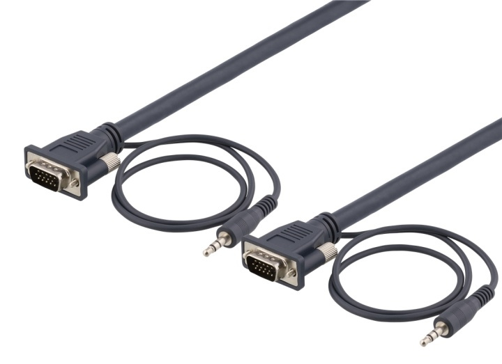 DELTACO monitor cable HD15 ma-ma, 7m, 1920x1200 60Hz, 3.5mm audio i gruppen Datautstyr / Kabler og adaptere / VGA / Kabler hos TP E-commerce Nordic AB (38-74662)