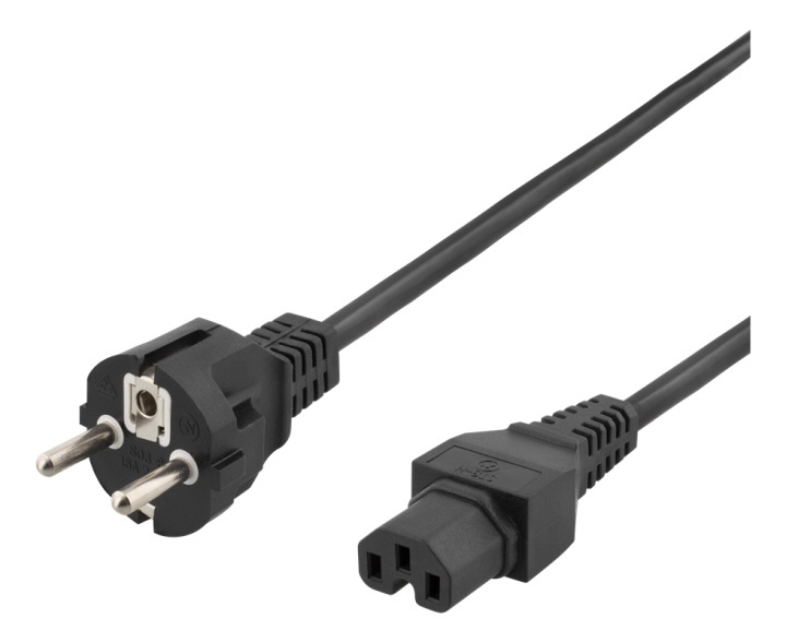DELTACO power cord CEE 7/7 - IEC C15, 2m, black i gruppen Datautstyr / Kabler og adaptere / elektriske kabler hos TP E-commerce Nordic AB (38-74699)