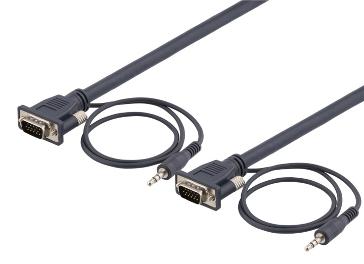 DELTACO skjermkabel HD15ha-ha, 3m, 1920x1200 i 60Hz, med 3,5mm lj i gruppen Datautstyr / Kabler og adaptere / VGA / Kabler hos TP E-commerce Nordic AB (38-74726)