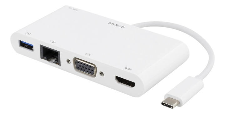 DELTACO USB-C Docking station, 100W USB-C PD, HDMI, 1.5A USB-A, Gigabi i gruppen Datautstyr / Bærbare datamaskiner og tilbehør / Dokkingstasjoner hos TP E-commerce Nordic AB (38-74744)