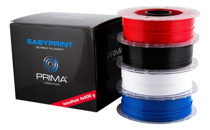 PrimaCreator EasyPrint PLA Value Pack Standard, 1.75 mm, 4 x 500 g i gruppen Datautstyr / Skrivere og tilbehør / Skrivere / 3D-skrivere og tilbehør / Tillbehör hos TP E-commerce Nordic AB (38-74863)