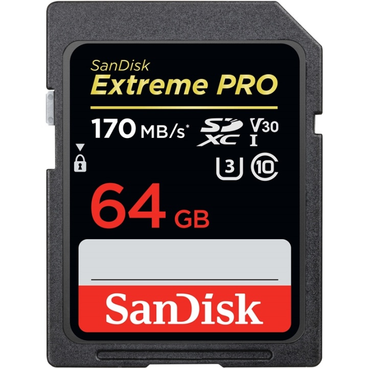 SANDISK SDXC Extreme Pro 64GB 170MB/s UHS-I V30 U3 C10 i gruppen Elektronikk / Lagringsmedia / Minnekort / SD/SDHC/SDXC hos TP E-commerce Nordic AB (38-74984)