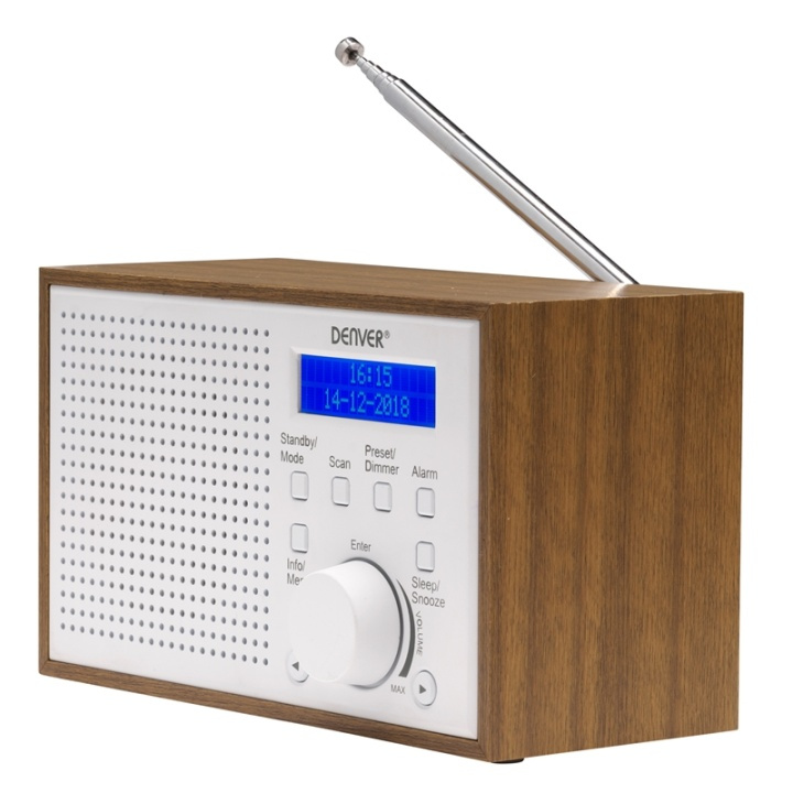 Denver FM/DAB+ Radio Wood/White i gruppen Elektronikk / Lyd & Bilde / Hjemmekino, HiFi og bærbar / Radio & Vekkerklokker / Internet Radio hos TP E-commerce Nordic AB (38-76712)
