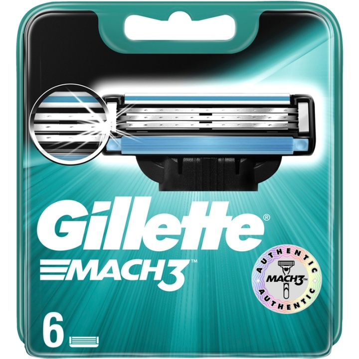 Gillette Barberblad Mach3 Base 6 stk i gruppen HELSE OG SKJØNNHET / Hår & styling / Barbering og trimming / Barberhøvler og tilbehør hos TP E-commerce Nordic AB (38-76998)