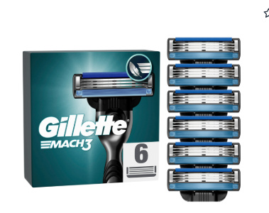 Gillette Barberblad Mach3 Base 6 stk i gruppen HELSE OG SKJØNNHET / Hår & styling / Barbering og trimming / Barberhøvler og tilbehør hos TP E-commerce Nordic AB (38-76998)