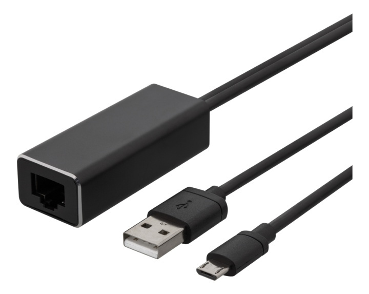 DELTACO Ethernet-adapter for ChromeCast, USB, RJ45, black i gruppen Datautstyr / Nettverk / Nettverkskort / USB hos TP E-commerce Nordic AB (38-77064)
