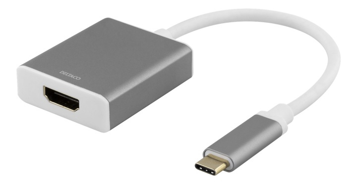 DELTACO USB-C - HDMI, 4096x2160 60Hz, 0,2m, mellomgrå i gruppen Elektronikk / Kabler og adaptere / HDMI / Adaptere hos TP E-commerce Nordic AB (38-77081)