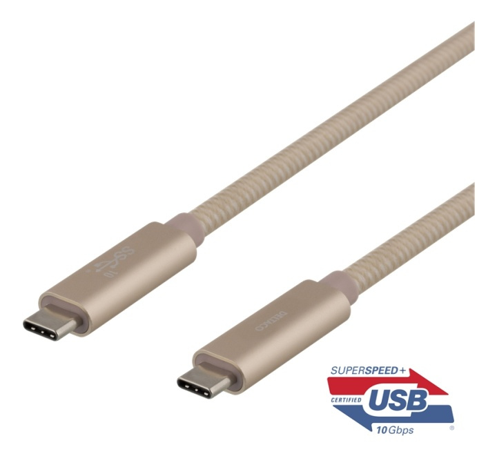 DELTACO USB-C SuperSpeed cable, 0.5m, braided, USB 3.1 Gen 2, 10 Gbps, i gruppen Datautstyr / Kabler og adaptere / USB / USB-C hos TP E-commerce Nordic AB (38-77106)