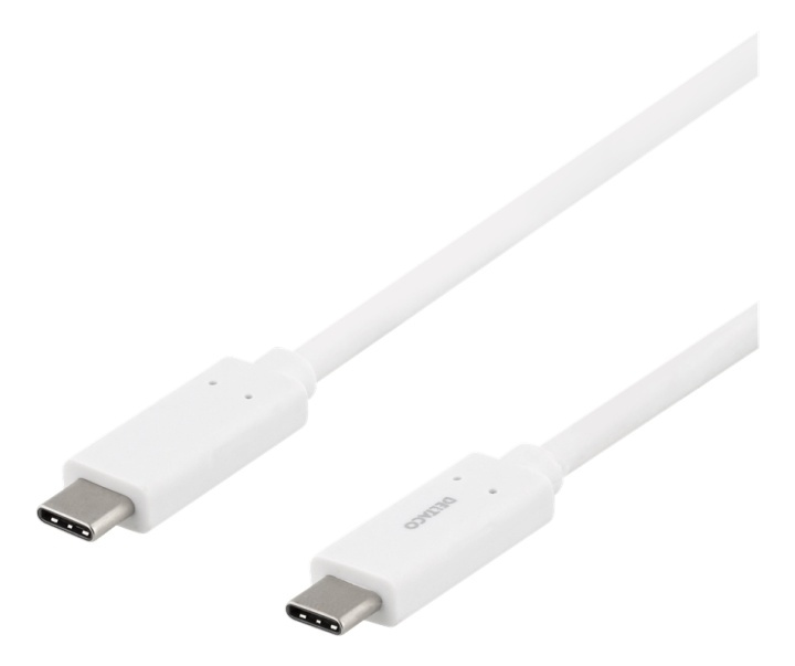 DELTACO USB-C to USB-C cable, 1m, 1.5A, , USB 3.1 Gen, E-Marker, white i gruppen Datautstyr / Kabler og adaptere / USB / USB-C hos TP E-commerce Nordic AB (38-77116)
