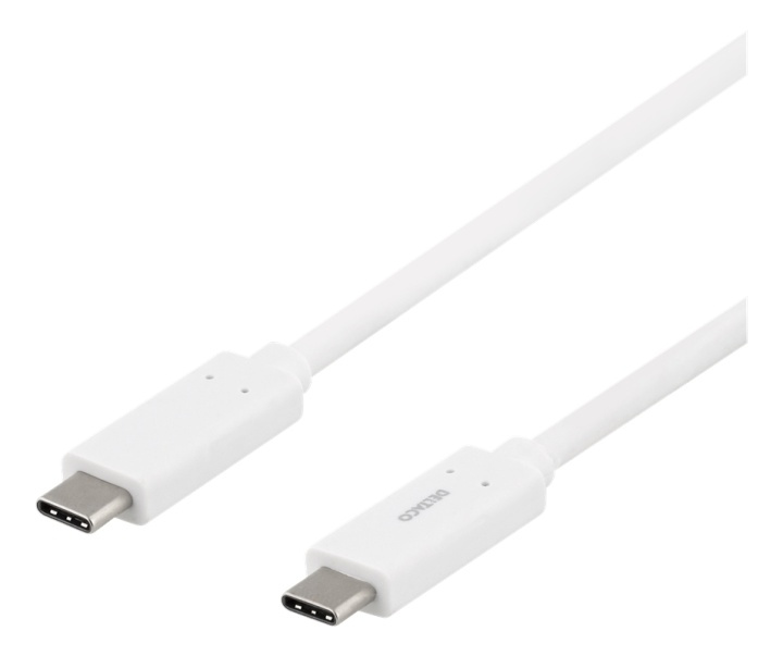 DELTACO USB-C til USB-C-kabel, 1 m, 1,5 A, USB 3.1 Gen, E-Marker, hvit i gruppen Datautstyr / Kabler og adaptere / USB / USB-C hos TP E-commerce Nordic AB (38-77116)