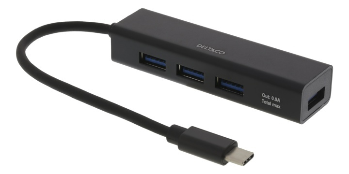 DELTACO USB C HUB 4port Black i gruppen Datautstyr / Datamaskin Tilbehør / USB-Hubs hos TP E-commerce Nordic AB (38-77133)