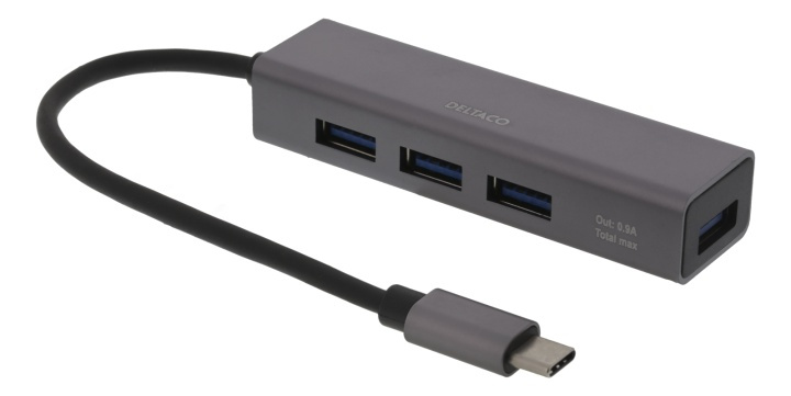USB C 3.1 HUB 4-porter Space Grey i gruppen Datautstyr / Datamaskin Tilbehør / USB-Hubs hos TP E-commerce Nordic AB (38-77134)