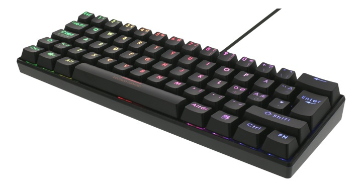 DELTACO GAMING mekanisk tastatur med røde brytere, 60% RGB, 62st taster i gruppen Datautstyr / GAMING / Tastatur hos TP E-commerce Nordic AB (38-77155)