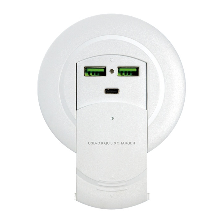 90 W stasjonær innebygd ladestasjon, USB-C og QC3.0, 90 W USB-C PD, USB-A QC3.0, hvit i gruppen Datautstyr / Datamaskin Tilbehør / Annet hos TP E-commerce Nordic AB (38-77163)