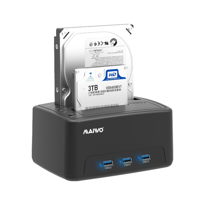 Two bay HDD/SSD docking station, USB 3.1 Gen 1, USB-A, 5 Gbps, black i gruppen Datautstyr / Bærbare datamaskiner og tilbehør / Dokkingstasjoner hos TP E-commerce Nordic AB (38-77169)