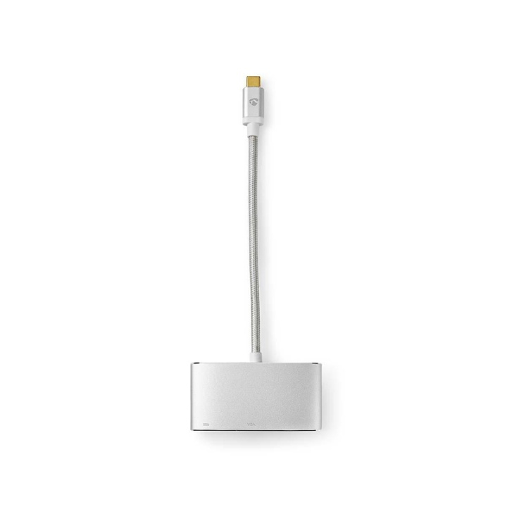 Nedis USB Multi-Port Adapter | 3-i-1 | USB 3.2 Gen 1 | USB-C™ Hann | USB-A Hun / USB-C™ Hunn / VGA Hun 15p | 5 Gbps | 0.20 m | Rund | Gull belagt | Flettet / Nylon | Sølv | Deksel Vindusboks i gruppen SMARTTELEFON & NETTBRETT / Ladere og Kabler / Adaptere hos TP E-commerce Nordic AB (38-77575)