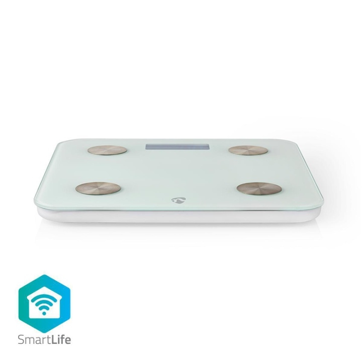 Nedis SmartLife Helse Scales | Wi-Fi | BMR / Bones / Fat / Muskler / Vann / Vekt | 8 | Maks. belastning: 180 kg | Android™ / IOS | Glass | Hvit i gruppen HJEM, HUS OG HAGE / Baderom / Badevekter hos TP E-commerce Nordic AB (38-77582)