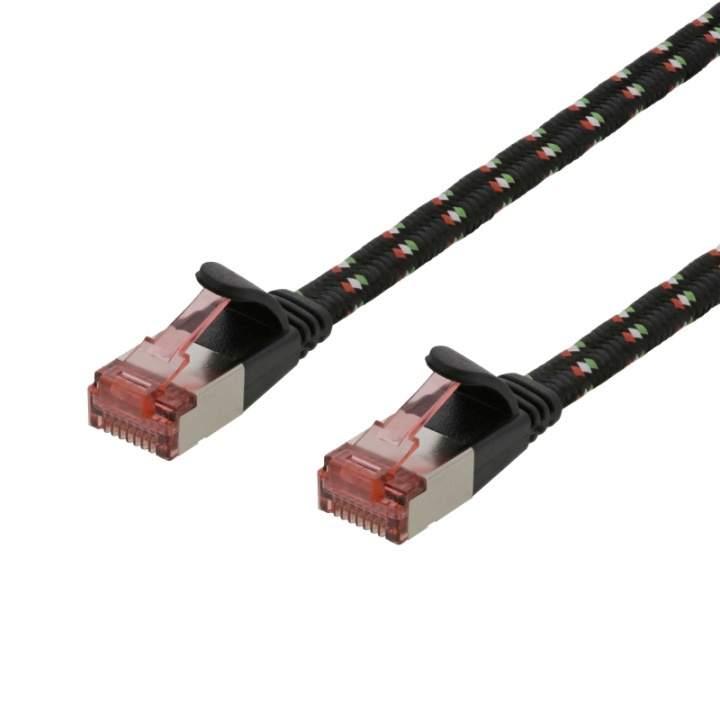 DELTACO Tough Flat CAT.6A U/FTP Patch Cable, 28AWG, 1.5m, black i gruppen Datautstyr / Kabler og adaptere / Nettverk / Cat6 hos TP E-commerce Nordic AB (38-78188)