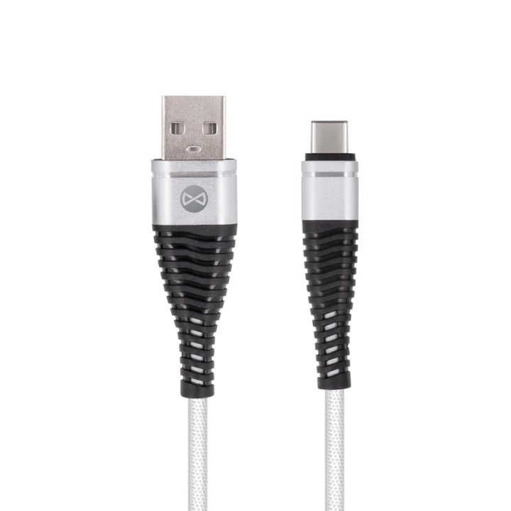 Forever USB Type-C kabel Shark Vit 1m 2A i gruppen SMARTTELEFON & NETTBRETT / Ladere og Kabler / Kabler / Kabler type C hos TP E-commerce Nordic AB (38-78854)