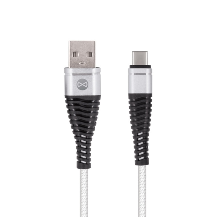 Forever USB Type-C-kabel Shark White 1m 2A i gruppen SMARTTELEFON & NETTBRETT / Ladere og Kabler / Kabler / Kabler type C hos TP E-commerce Nordic AB (38-78854)