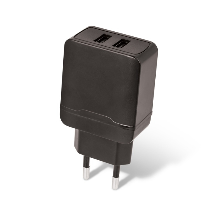 Setty 2 x USB-vegglader 2,4A, svart i gruppen SMARTTELEFON & NETTBRETT / Ladere og Kabler / Vegglader / Vegglader USB hos TP E-commerce Nordic AB (38-79049)