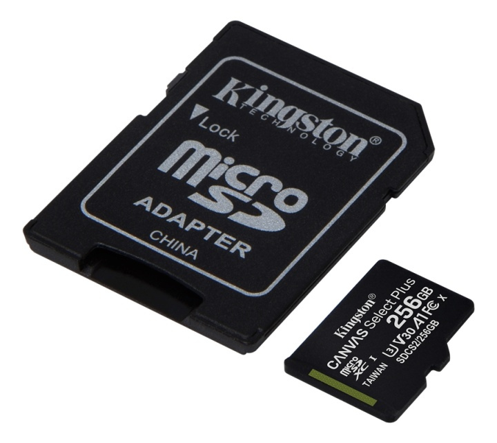 Kingston 256GB micSDXC Canvas Select Plus 100R A1 C10 Card + ADP i gruppen Elektronikk / Lagringsmedia / Minnekort / MicroSD/HC/XC hos TP E-commerce Nordic AB (38-79237)