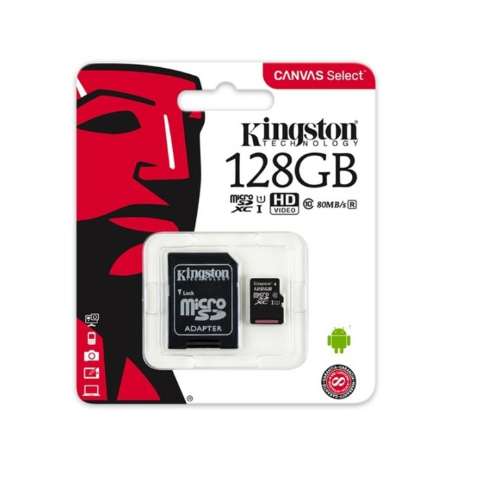 Kingston Canvas Select Minneskort microSDXC (128GB) + Adapter i gruppen Elektronikk / Lagringsmedia / Minnekort / MicroSD/HC/XC hos TP E-commerce Nordic AB (38-79324)
