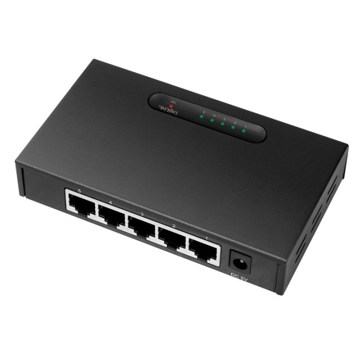 LogiLink Gigabit 5-port Switch Metall i gruppen Datautstyr / Nettverk / Switcher / 10/100/1000Mbps hos TP E-commerce Nordic AB (38-79404)