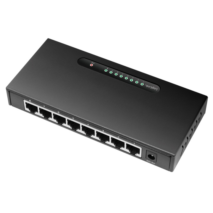 LogiLink Gigabit 8-port Switch Metall i gruppen Datautstyr / Nettverk / Switcher / 10/100/1000Mbps hos TP E-commerce Nordic AB (38-79405)