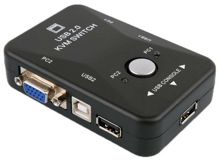 KVM-bryter USB/VGA, kontroller 2 datamaskiner samtidig i gruppen Datautstyr / Kabler og adaptere / HDMI/VGA/DVI-switcher hos TP E-commerce Nordic AB (38-80518)