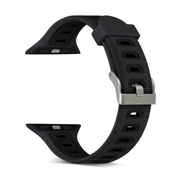 Silikon Klokkearmbånd kompatibelt med Apple Watch, 38mm, Svart i gruppen SMARTTELEFON & NETTBRETT / Trening, hjem og fritid / Apple Watch og tilbehør / Tilbehør hos TP E-commerce Nordic AB (38-80871)